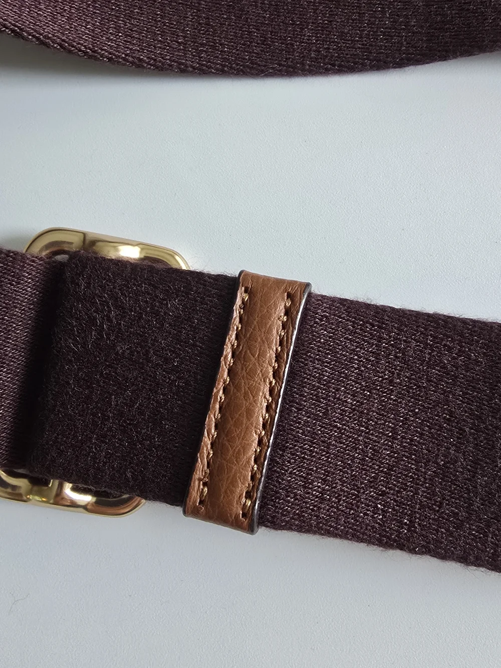 NWOT Authentic Coach Brown and Tan Crossbody Strap with Gold Hardware
